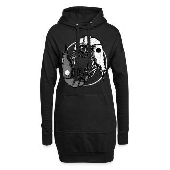 Vintage Shrimp Krabbe Yin Yang Crab Geschenke - Hoodie-Kleid - Schwarz - Vorne