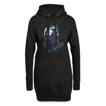 Grim-Reaper Reiten Katze lustiger Tod - Hoodie-Kleid - Schwarz - Vorne