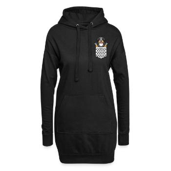 Berner Sennenhund Hund in Brusttasche - Hoodie-Kleid - Schwarz - Vorne