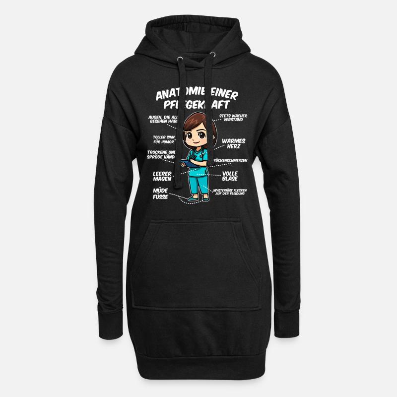 Anatomie einer Pflegekraft - Hoodie-Kleid - Schwarz