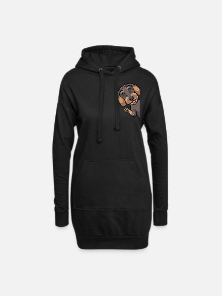 Rauhaardackel Dackel Hund - Hoodie-Kleid - Schwarz