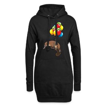 Schnabeltier mit Luftballons lustige Tiere - Hoodie-Kleid - Schwarz - Vorne