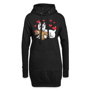 Chien White West Highland Terrier - Sweat-shirt à capuche long Femme - noir - Devant