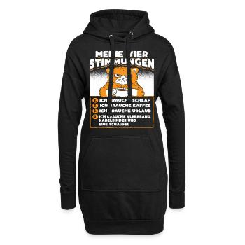 Katze Lustige Sprüche Kaffee - Hoodie-Kleid - Schwarz - Vorne
