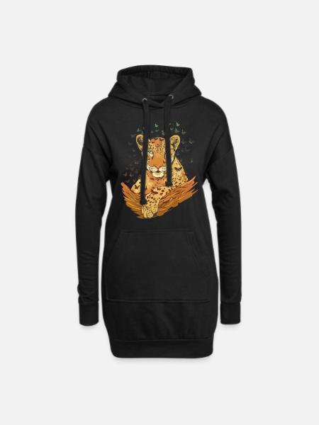 Tiere Tierfreunde Geschenk Tier Leopard - Hoodie-Kleid - Schwarz