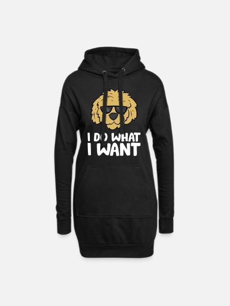 Lustiger Doodle-Hundehalter Ich mache, was ich - Hoodie-Kleid - Schwarz