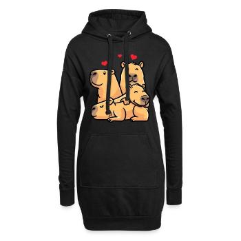 Capybara dans le style kawaii capybara Avec des cœurs - Sweat-shirt à capuche long Femme - noir - Devant