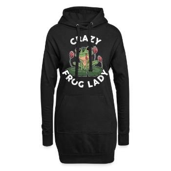 Crazy Frog Lady Frog Cadeau - Sweat-shirt à capuche long Femme - noir - Devant
