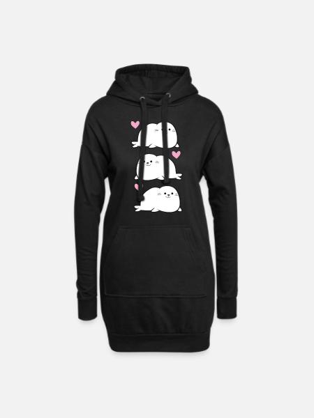 Niedliche Robben Baby Robben Liebe Robben - Hoodie-Kleid - Schwarz