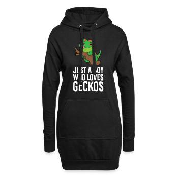 Gecko mignon Juste un garçon qui aime les geckos - Sweat-shirt à capuche long Femme - noir - Devant