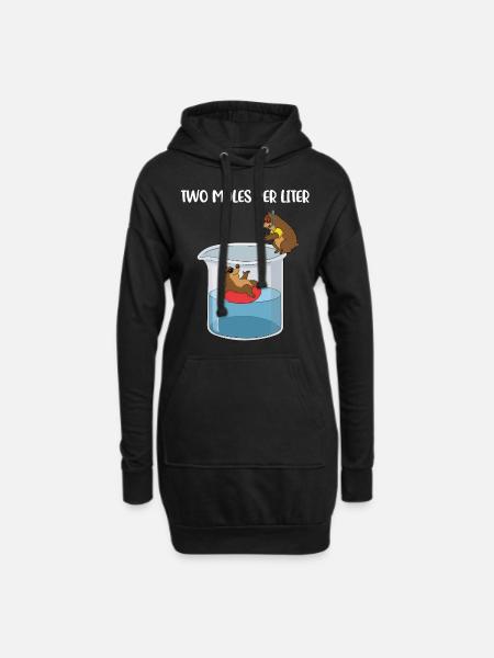 Two Moles Per Liter Chemie Geschenk - Hoodie-Kleid - Schwarz
