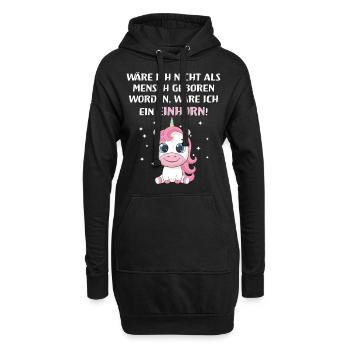 Einhorn - Hoodie-Kleid - Schwarz - Vorne