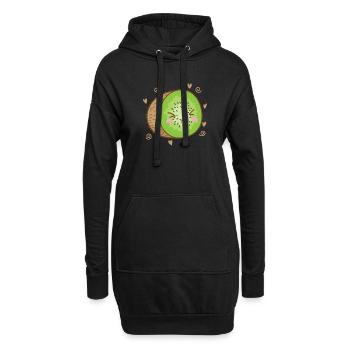 Kiwi tranché fruit fruit animal - Sweat-shirt à capuche long Femme - noir - Devant