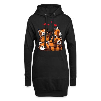 Kawaii Roter Panda - Hoodie-Kleid - Schwarz - Vorne