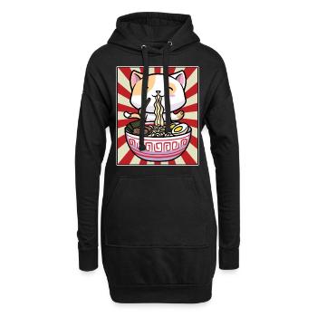 Niedliche Katze Ramen Nudeln Japan - Hoodie-Kleid - Schwarz - Vorne