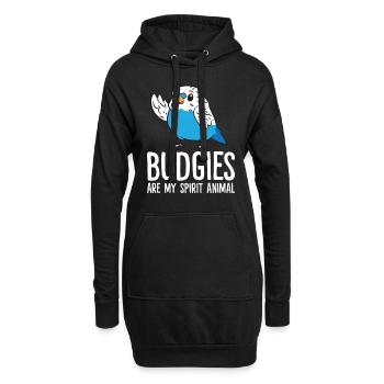 Drôle de Budgie Lover Budgerigars - Sweat-shirt à capuche long Femme - noir - Devant