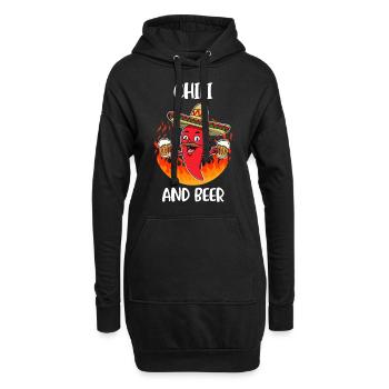 Chili And Beer Scharfes Essen Geschenk - Hoodie-Kleid - Schwarz - Vorne