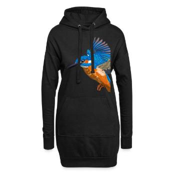 Fliegender Eisvogel - Hoodie-Kleid - Schwarz - Vorne
