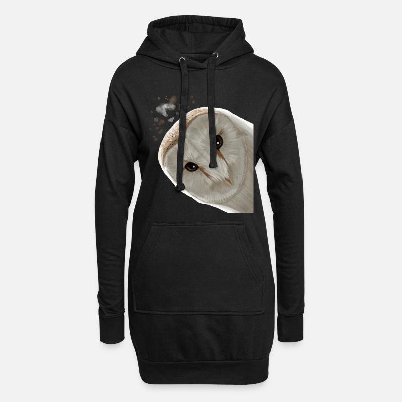 Vogel Eule - Hoodie-Kleid - Schwarz