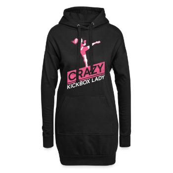 Crazy Kickbox Lady - Kickboxen Kickboxer - Hoodie-Kleid - Schwarz - Vorne