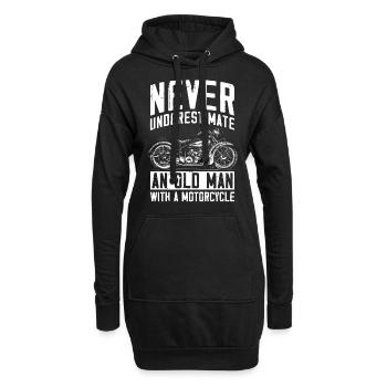 Never Underestimate An Old Man With A Motorcycle - Hoodie-Kleid - Schwarz - Vorne
