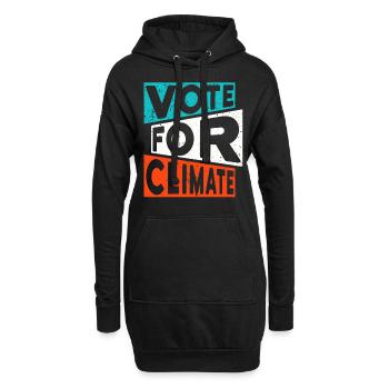 Slogan sur le changement climatique : VOTEZ POUR LE CLIMAT - Sweat-shirt à capuche long Femme - noir - Devant