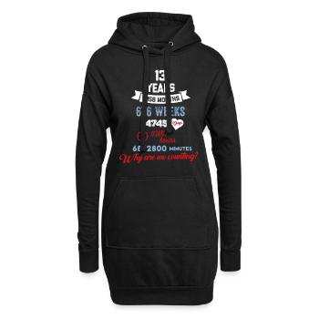 Drôle d’anniversaire 13 ans Pourquoi comptons-nous? - Sweat-shirt à capuche long Femme - noir - Devant
