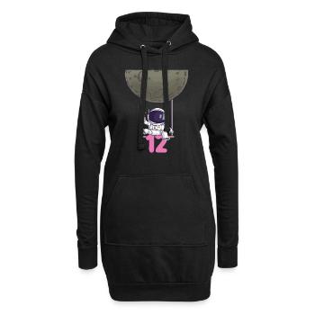 12. Geburtstag Astronaut 12 Jahre Weltraumgalaxie - Hoodie-Kleid - Schwarz - Vorne