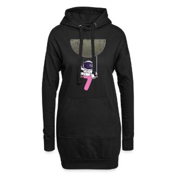 7. Geburtstag Astronaut 7 Jahre Weltraum Galaxie - Hoodie-Kleid - Schwarz - Vorne
