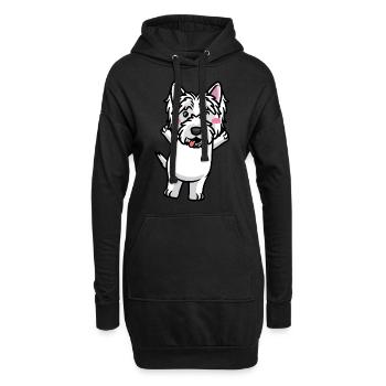 West Highland White Terrier Chien Westie - Sweat-shirt à capuche long Femme - noir - Devant