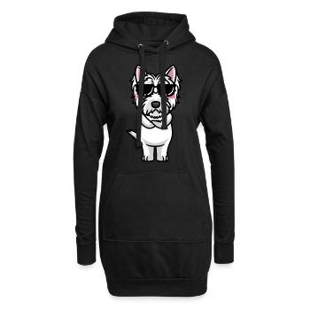 West Highland White Terrier Chien Westie - Sweat-shirt à capuche long Femme - noir - Devant