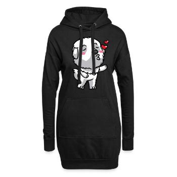 Baisers de bouviers pyrénéens - Sweat-shirt à capuche long Femme - noir - Devant