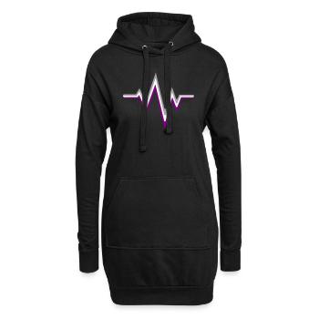 Asexué Heartbeat Ace Flag Couleurs Asexualité - Sweat-shirt à capuche long Femme - noir - Devant