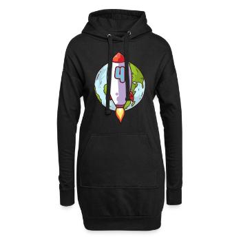 4. Geburtstag Rocket Space 4 Jahre Space Galaxy - Hoodie-Kleid - Schwarz - Vorne