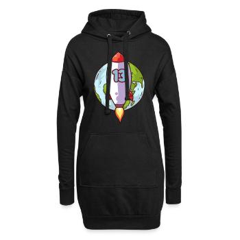12. Geburtstag Rocket Space 12 Jahre Space Galaxy - Hoodie-Kleid - Schwarz - Vorne