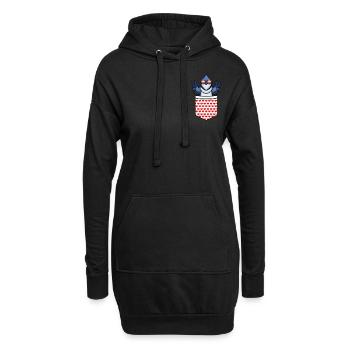 Oiseau geai bleu - Sweat-shirt à capuche long Femme - noir - Devant