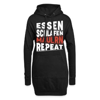 Essen schlafen Mauern Repeat - Hoodie-Kleid - Schwarz - Vorne