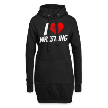Ich Liebe Wrestling Ringer Ringen Ringkampf - Hoodie-Kleid - Schwarz - Vorne