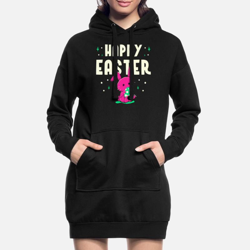 Joyeux lapin de Pâques Easter Easter Egg Dictons Sweat-shirt à capuche long Femme