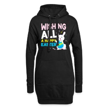Je souhaite à tous une joyeuse Pâques de Pâques - Sweat-shirt à capuche long Femme - noir - Devant