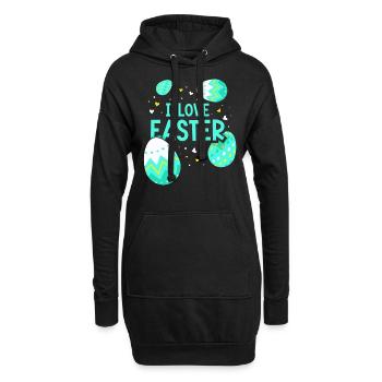 J’adore Easter Easter Easter Easter Egg Lapin de Pâques - Sweat-shirt à capuche long Femme - noir - Devant