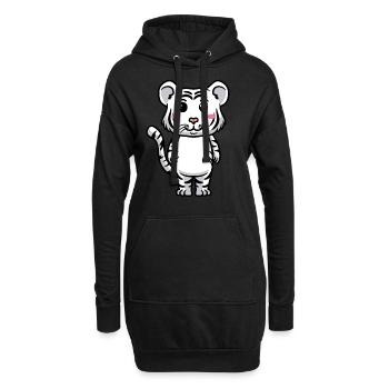 Weißer Tiger Emoticon Bengalischer Tiger - Hoodie-Kleid - Schwarz - Vorne