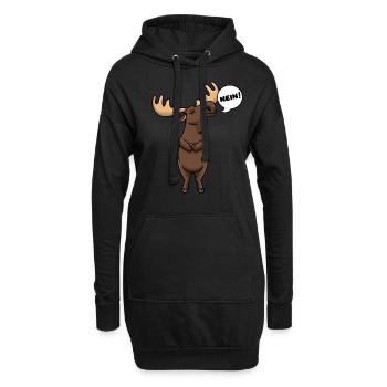 Sturer Elch mit Elchgeweih Elentier Nein - Hoodie-Kleid - Schwarz - Vorne