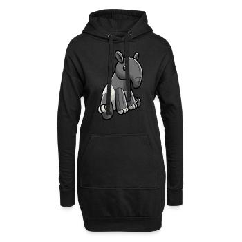 Tapir Kuscheltier Motiv - Hoodie-Kleid - Schwarz - Vorne