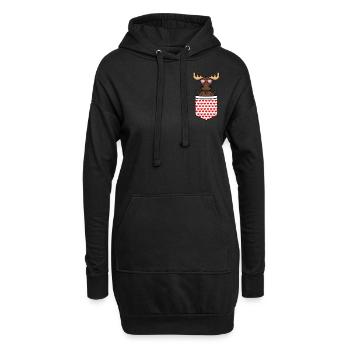 Elch Alaska-Elche Lustig mit Sonnenbrille - Hoodie-Kleid - Schwarz - Vorne