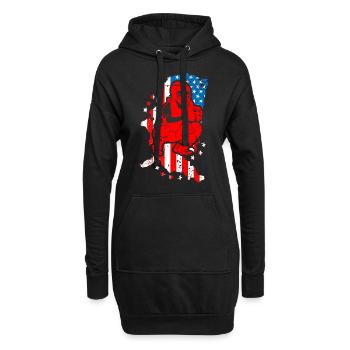 Baseball Spieler Amerikanische Flagge - Hoodie-Kleid - Schwarz - Vorne