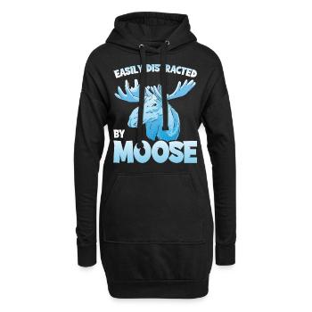 Easily Distracted By Moose Moose Moose Gift - Hoodie Dress - black - Front