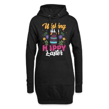 Souhaitons à tous une joyeuse Pâques Pâques Pâques Pâques - Sweat-shirt à capuche long Femme - noir - Devant