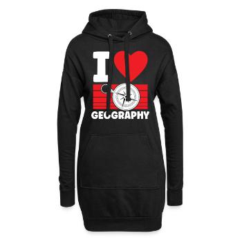 J’adore géographie Géographie Profession Géographie Géographie - Sweat-shirt à capuche long Femme - noir - Devant