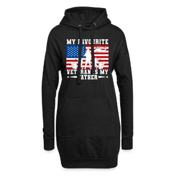 Mon vétéran préféré est mon père militaire - Sweat-shirt à capuche long Femme - noir - Devant
